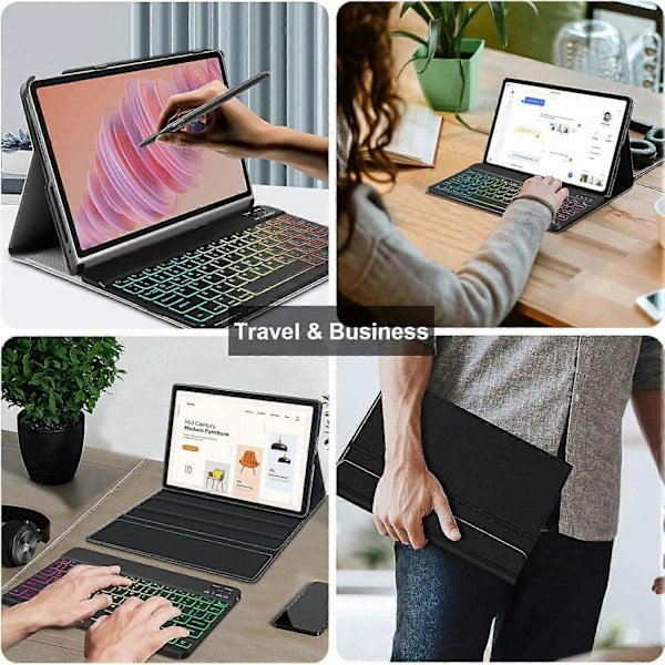 RGB-P11.5 Kompatibel med Tab Plus 11.5 Tum 2024 (TB351FU) RGB Bakgrundsbelyst Bluetooth-kompatibelt Tangentbord Läder Ca-Perfet