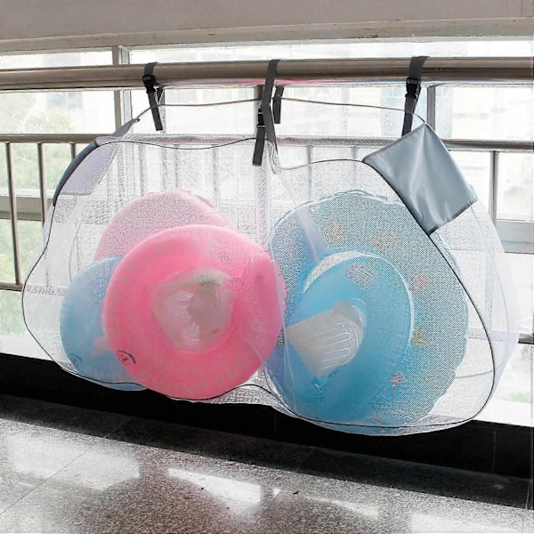 Pool Float Net Opbevaringspose, Mesh Pool legetøjspose, legetøjsopbevaring til pool, Pool Float Net Opbevaringspose med justerbare stropper, Foldbar Pool Float-Perfet Gray