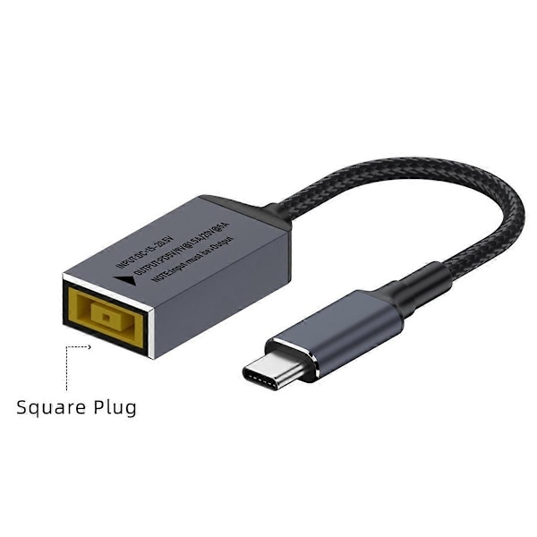 PD100W Kompatibel med Lenovo DC Firkantplugg til USB Type-C Konverter - Perfet
