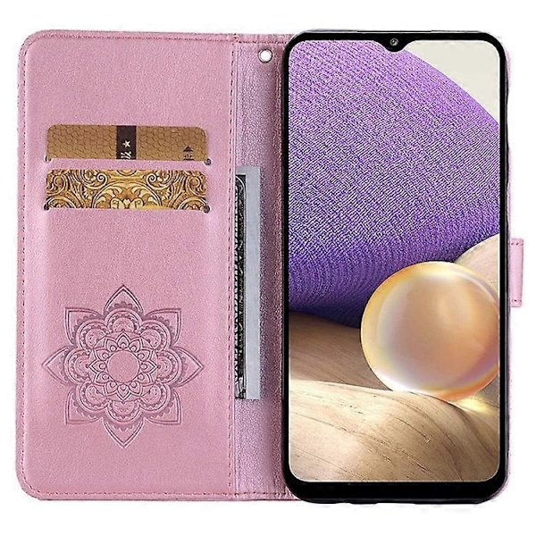 Kompatibelt Kompatibelt med Samsung Galaxy A15 4G Fodral Strass Dekor Läder Ställ Mobiltelefon Plånboksfodral - Perfet PinkGold