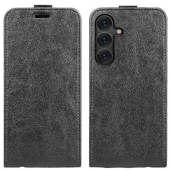 Kompatibel med R64 Textur Vertikal Flip Läder Telefonfodral-Perfet Black For Samsung Galaxy S25 Ultra 5G