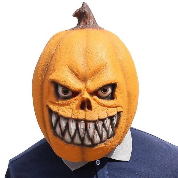 Halloween Party Horror Mask Cosplay Pumpkin Head Funny Party Car orange - Perfet
