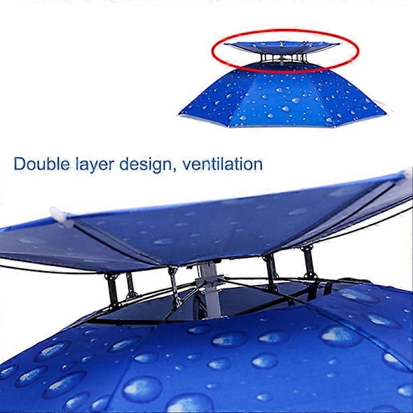 Utendørs Dobbeldekker Solrik Regntett Anti-UV Paraply Hatt Lue Regntøy for Sykling Fiske Vandring Strand-Perfekt
