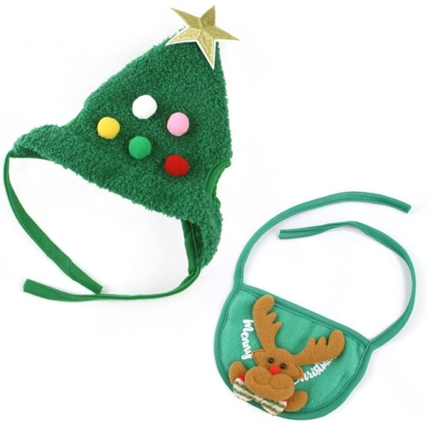 Kæledyrskostume Sjov grøn kasket og juleelg-badehåndklæde til fest, Halloween Cosplay-kostume til katte og små hunde - Perfet