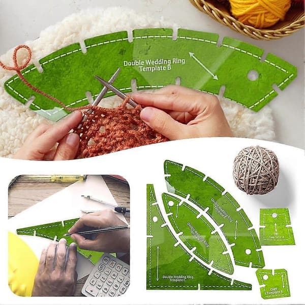 5X Dubbla Vigselringar Quiltmallar Vigselringar Set Mallar Återanvändbar Quiltningsmätare - Perfekt