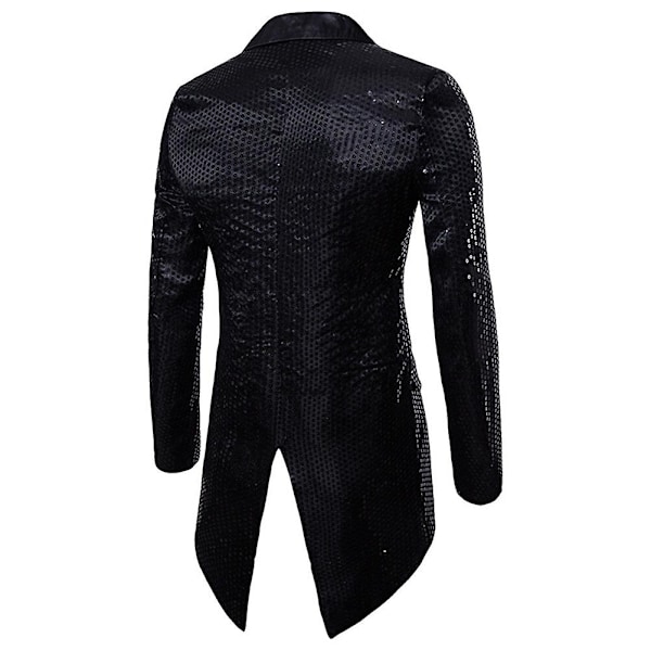 Sliktaa Herre Sequin Svalehalefrakke Jakke Fest Show Tux Kjole Frakke - Perfekt Black 3XL