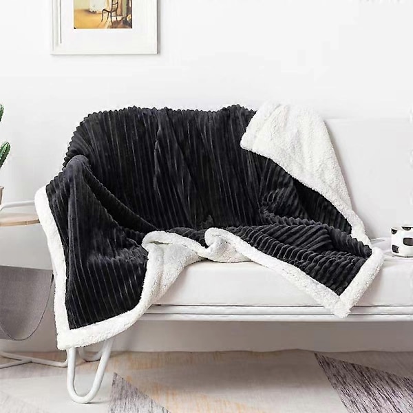 Magisk Velvet Sherpa-pledd Fleece Teppe Oransje og Hvit Sherpa Myk Plysj Fluffy Varmt Koselig Tykt for Seng Sofa Stol - Perfekt 2 120x200cm