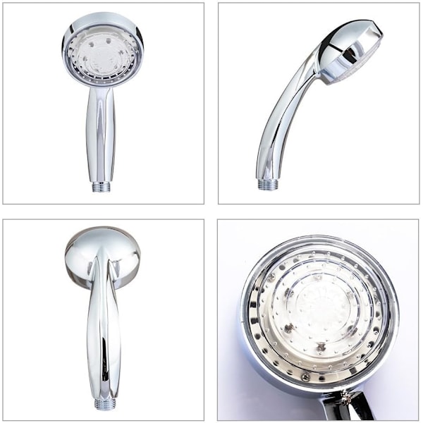 7 farver LED brusehoved, flerfarvet, universel pasform - Perfet