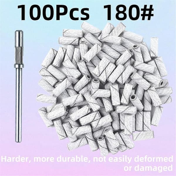 100 stk. (180 Grit Hvit) Små Slipebånd Neglebor - Perfekt