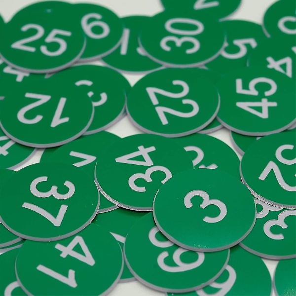 Nummererte merkelapper - Graverte nummererte merkelapper, ID-merkelapper, nøkkelmerkelapper uten hull - Perfekt 201-300 Green