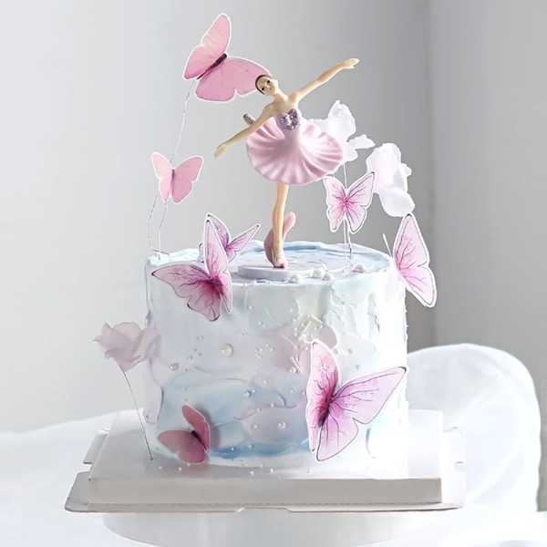 Lilla Rosa Butterfly Cake Ekorn Gratulerer med dagen Cake Topper Hanne - Perfet D