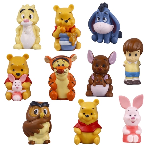 10 stk Disney Anime Figur Winnie the Pooh Tigger Teddy Bear Birthda