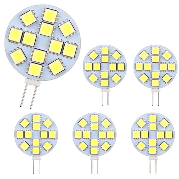 G4 LED-lampa 2W, AC/DC12-24V, 200LM Varmvit 3000K, 12x 5050SMD, 20w Halogenlampa ekvivalent, Ej dimbar, G4 Rund LED-lampa Paket med 6- Perfet
