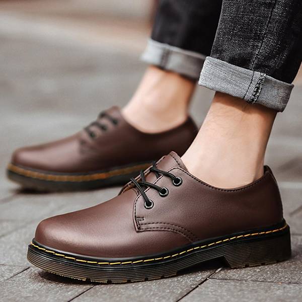 Herres Oxfords Støvler Komfortable Anti-Slip Runde Tå Formelle Dress Sko Arbejdssko til Mænd - Perfekt Brown 37