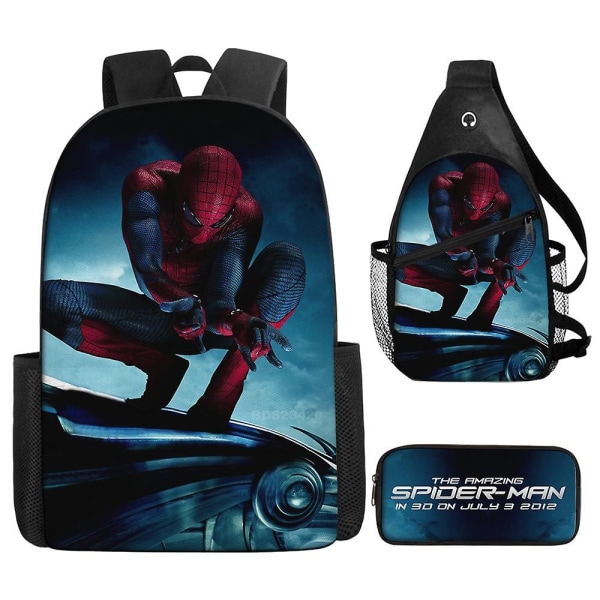 Spiderman børneskoletaske vandtæt tegneserie skoletaske grundskoletaske rygsæk i tre sæt - Perfet Style14