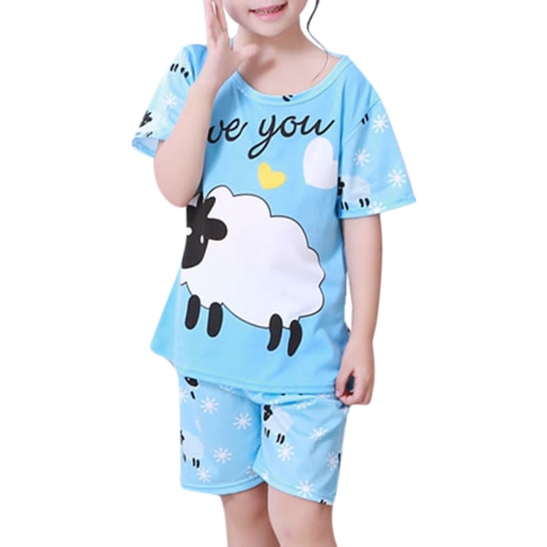Barn Casual Cartoons Bekväm kortärmad pyjamas för hemkläder lamb 146-152cm  8af3 | lamb | 146-152cm | Fyndiq
