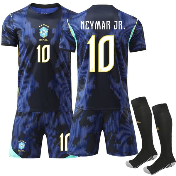2025/26 Brasilien hemmafotbollströja för barn, Vinicius Jr nummer 10, Neymar 16