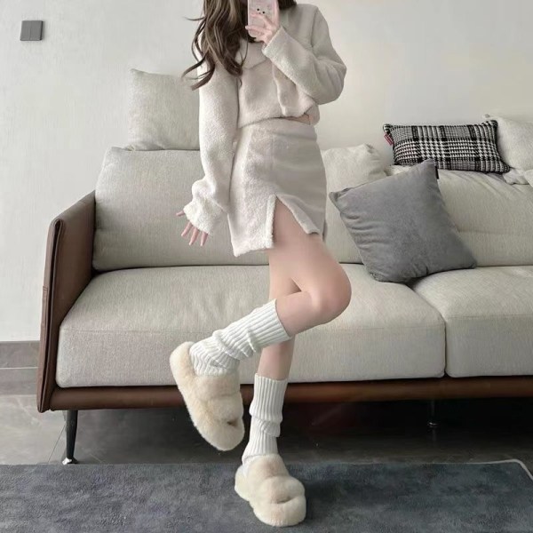 Kvinders vinterstrikkede hæklede strikkede benvarmere leggings - Perfet 40cm