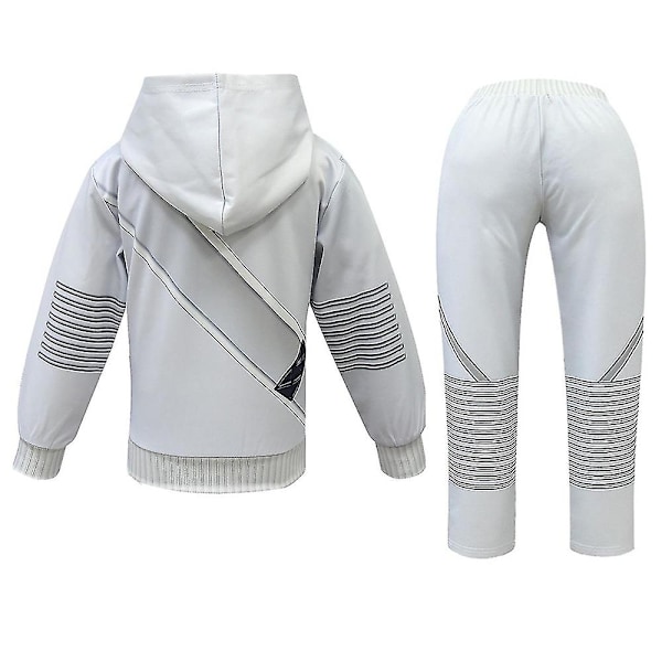 Barn Marshmallow Cosplay Kostym Set Sweatershirt Hoodie Byxor Mask Handskar-Perfet 140