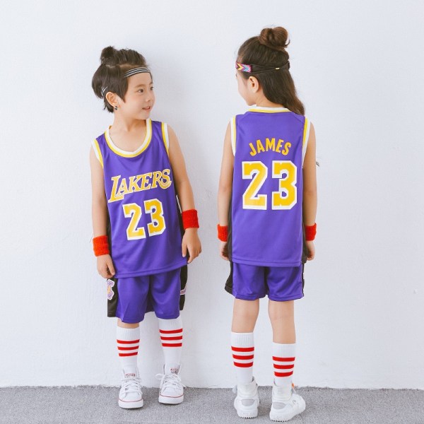 Basketballtrøje til børn Lakers crewneck no. 23 lilla - Perfet F23 3xs