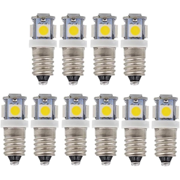 10 kpl E10 9V Cool White 5SMD 5W LED-lamput (Cool White, 9V) - Perfet