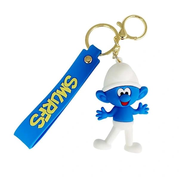 Ny söt Smurf-docka nyckelring tecknad väska berlock bil nyckelring