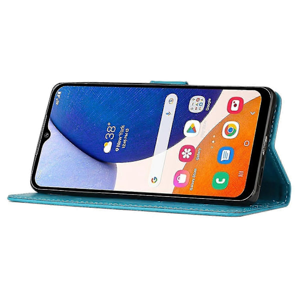 Kompatibel med Samsung Galaxy A55 5G Sommerfugl Læder Etui Telefon Cover med Stand Wallet-Perfet Blue