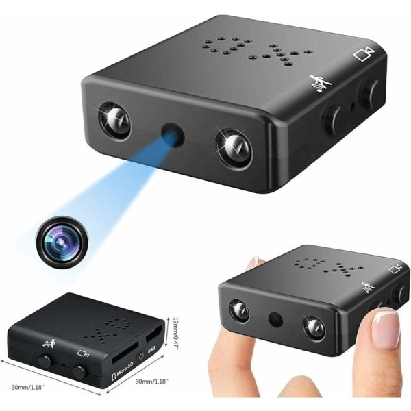 minikamera, 1080P HD dold spionkamera med mörkerseende och rörelsedetektion, mikrospionkamera, övervakningskamera inomhus/utomhus - Perfet