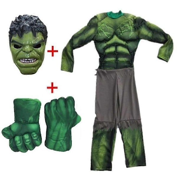 2023 Vihreä Jättiläissankari Lihaksikas Lasten Halloween-asut Hienot Poikien Supersankarit Karnevaali Cosplay Vaatteet Naamio Lasten Joululahjat-Perfet mask M