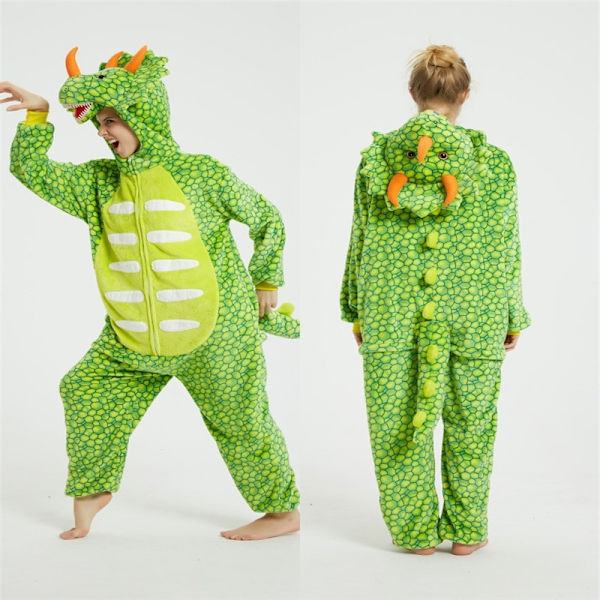 Sød tegneserie anime dyr pyjamas pyjamas til mænd og kvinder Green Toothed Triceratops XL