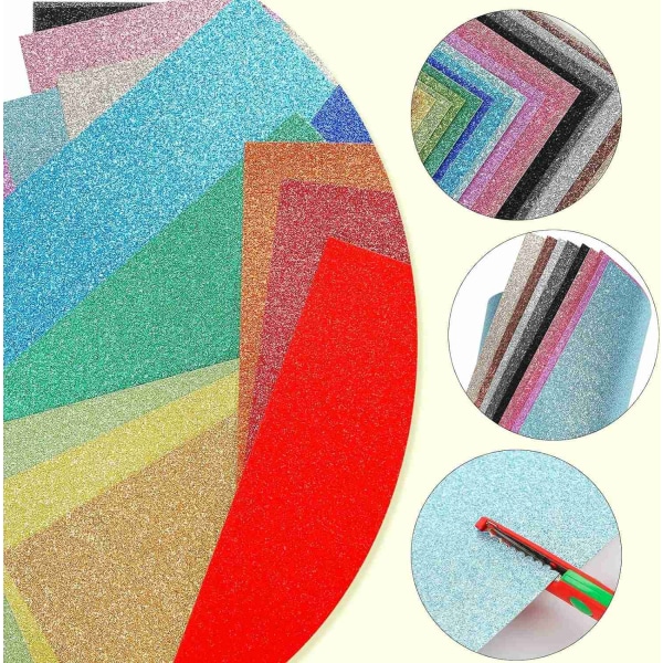 A4 glitterpaperi, 10 satunnaista väriä 20 arkkia pahvia - Perfet