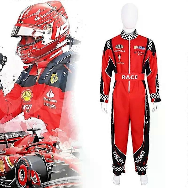 Voksen Racer Cosplay Kostume Mænd Rød Jumpsuit Kvinder Racerkører Udklædning - Perfekt L