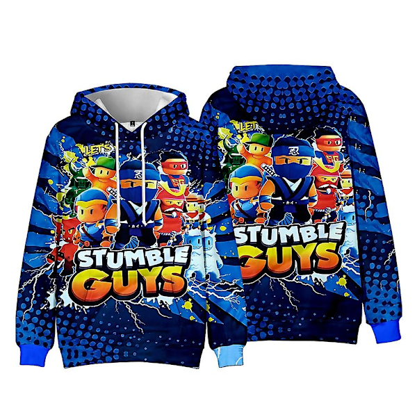 Stumble Guys Børn 3D Print Hoodie Trøje med Lomme Langærmet Dreng Pige Halloween Julegaver 5-10 år - Perfekt C 8-9Years