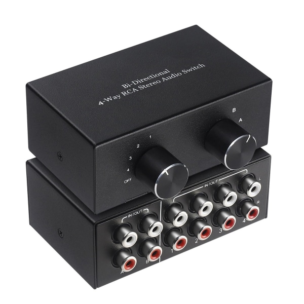 4-veis toveis RCA Stereo Audio Switch 2 In 4 Out eller 4 In 2 Out L/R Jack Audio Channel RCA Audio Switcher Selector - Perfet