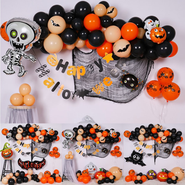 Halloween Ballong Dekoration Arch Kit med spindelskelettfladdermus - Perfet #3