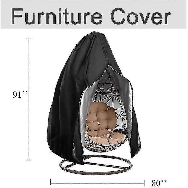 Överdrag för äggstol, vattentätt överdrag för hängande uteplatsstol, stort överdrag för äggformad rottinggunga 231 x 203 cm, överdrag för dubbel utomhusstol - Perfet