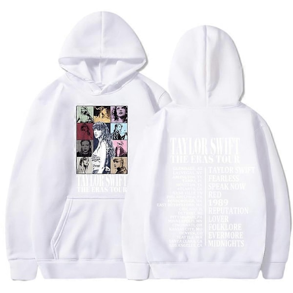 Unisex Hoodie Taylor The Eras Tour - Pojk- och Flicksweatshirt, Midnight Album Swift Print, Dam- och Herrkläder, Huvtröja - Perfekt white 3XL