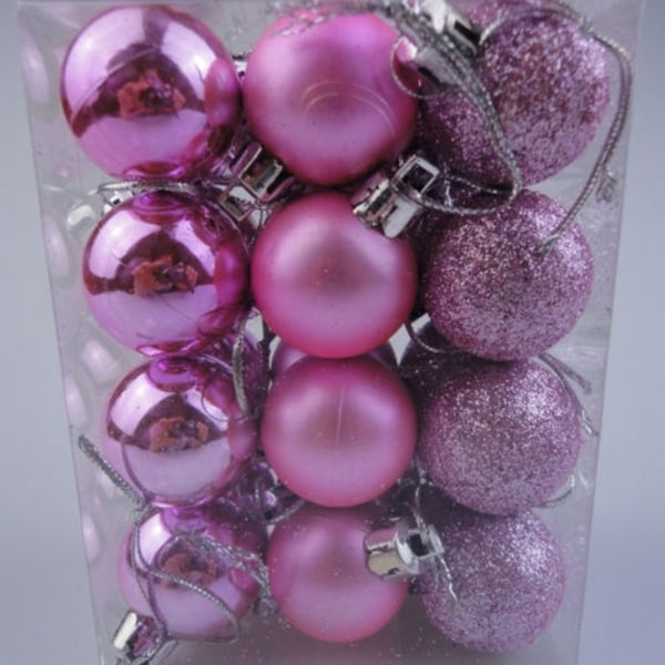 24 kpl joulukuusipallon ripustuskoristeita Kodin juhlasisustus Pink 24pcs