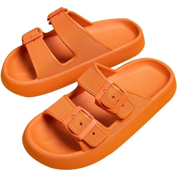 Unisex Comfort pehmeät liukusäätimet, säädettävät EVA-kaksoissoljet litteät sandaalit kevyet slip-on talotossut (makea oranssi) - Perfet