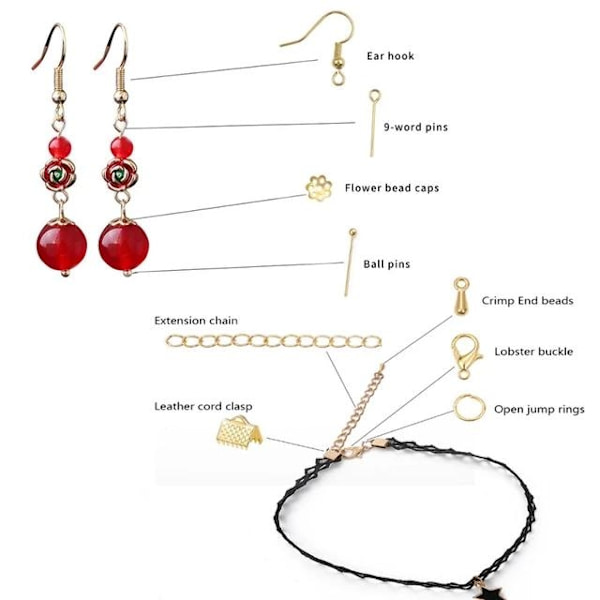 Mega Kit til smykkefremstilling - tænger, tråd, ringe - DIY - Perfet multicolor