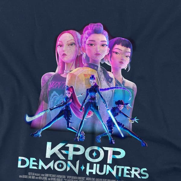 K-Pop Devil Hunter Barn/Kids Huntr/X Anime T-skjorte - Perfekt Navy 5-6 Years