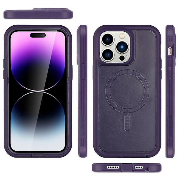 Kompatibel med iPhone 13 Pro Max Defender Series XT MagSafe Magnetisk PC + TPU Støtsikkert Telefondeksel - Perfekt Dark Purple