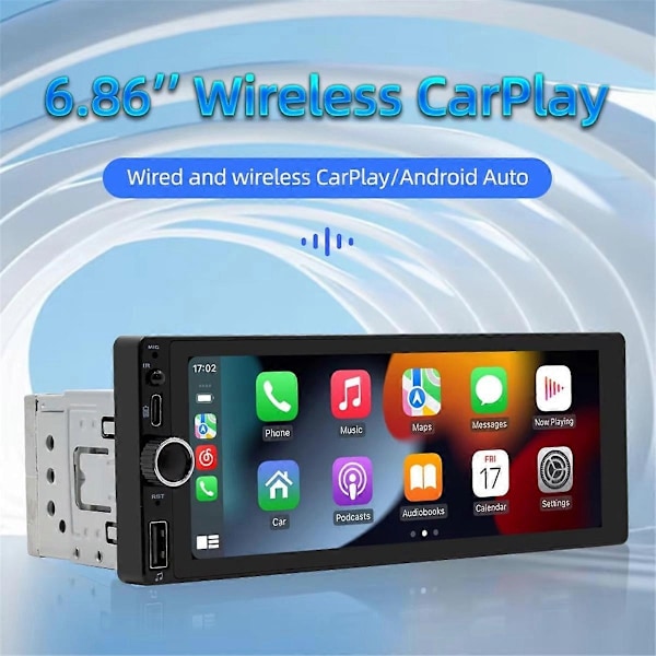 1 Din 6.86 tuuman HD Autoradio Multimedia Carplay Kosketusnäyttö Peililinkki Stereo Bluetooth USB FM Cam-Perfet