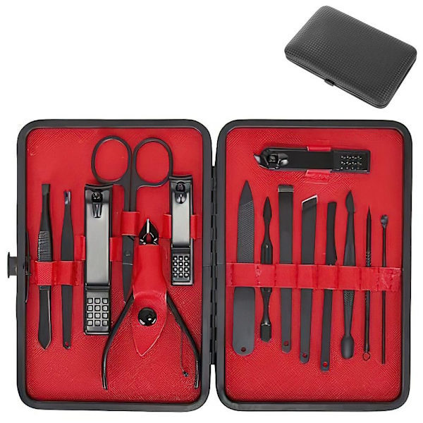 pedikyr & manikyr kit med case - 15 delar - Perfet black