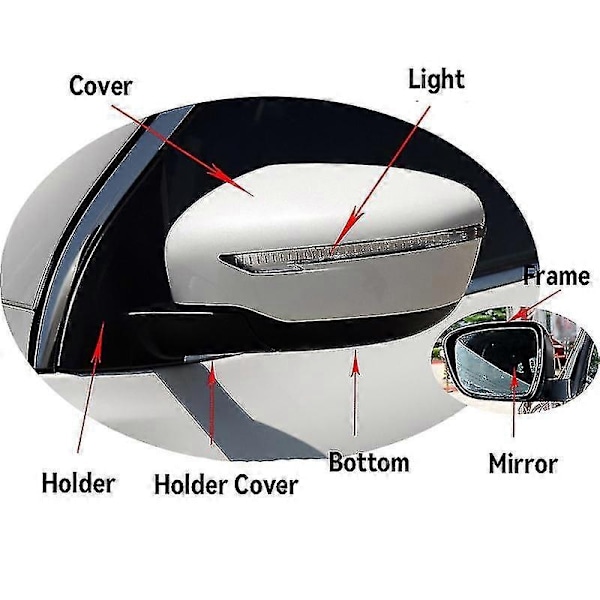 Vänster Höger Uppvärmd Spegelglasram Spegelkåpa Blinkers Ljus Kompatibel med Nissan Qashqai X-trail Murano Rogue Pathfinder 2014-2020-Perfet Bottom No Hole R