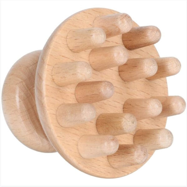 Svampeformet massagebørste i træ til lindring af hovedbundssmerter - Perfet