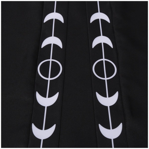 Unisex månefaser broderi hettekappe Mystisk middelalderrenessanse lang kappe - Perfet black S