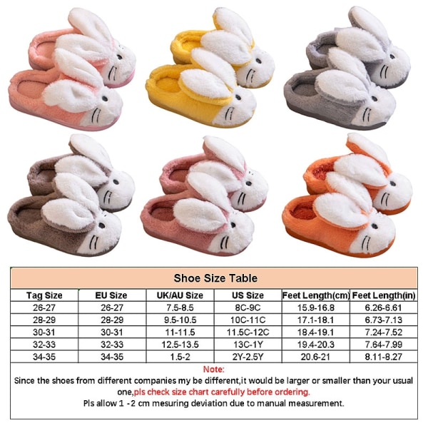 Kids Cute Little Rabbit Pehmoiset puuvillatossut Cartoon Warm - Perfet Gray 32