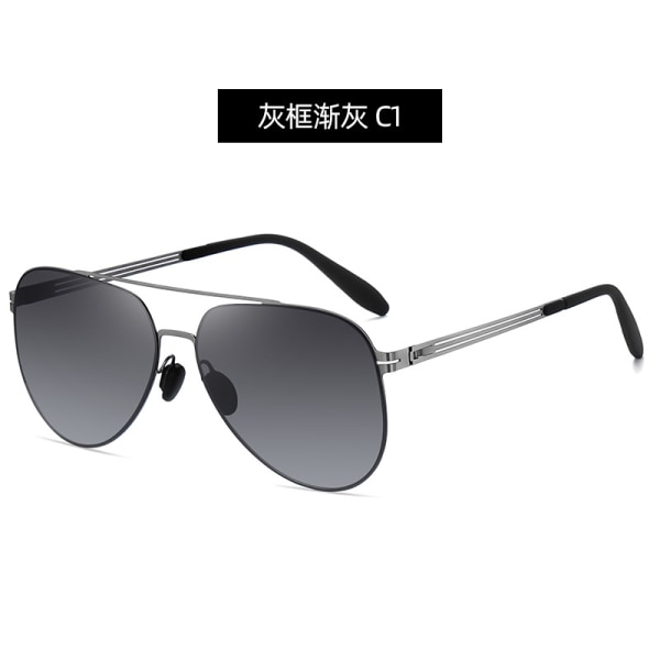 Solbriller i polarisert rustfritt stål, retro aviator solbriller - Perfet grey