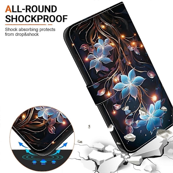 Piirroskuvioinen nahkakotelo yhteensopiva Motorola Moto G75 5G:n kanssa - Perfet Little Lantern Flower